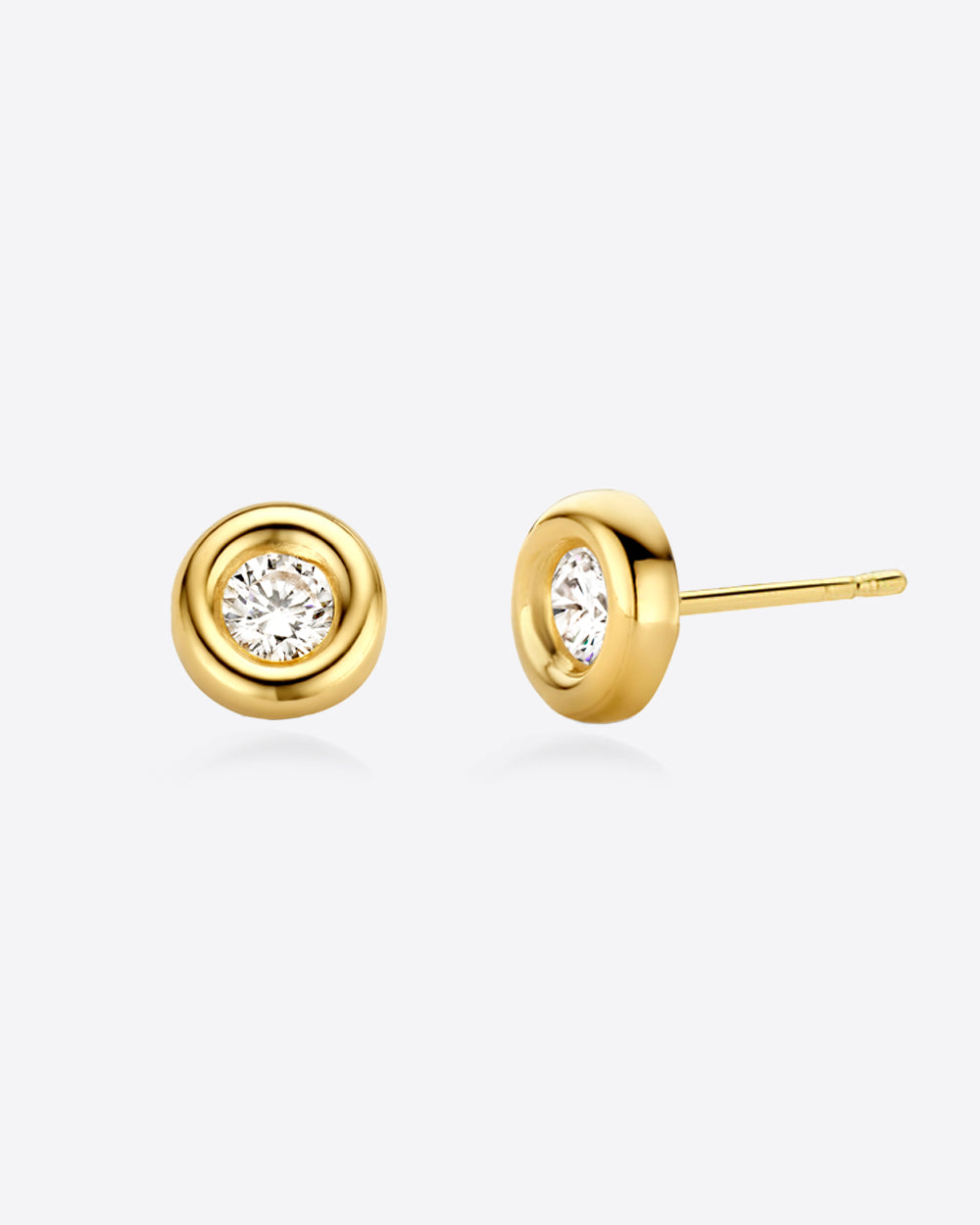 DANIEL CLIFFORD „Zara“ Damen Ohrstecker 585 Gold 14k Echtgold Zirkonia Kristall 3mm - 4mm kleine runde Ohrringe Goldohrringe