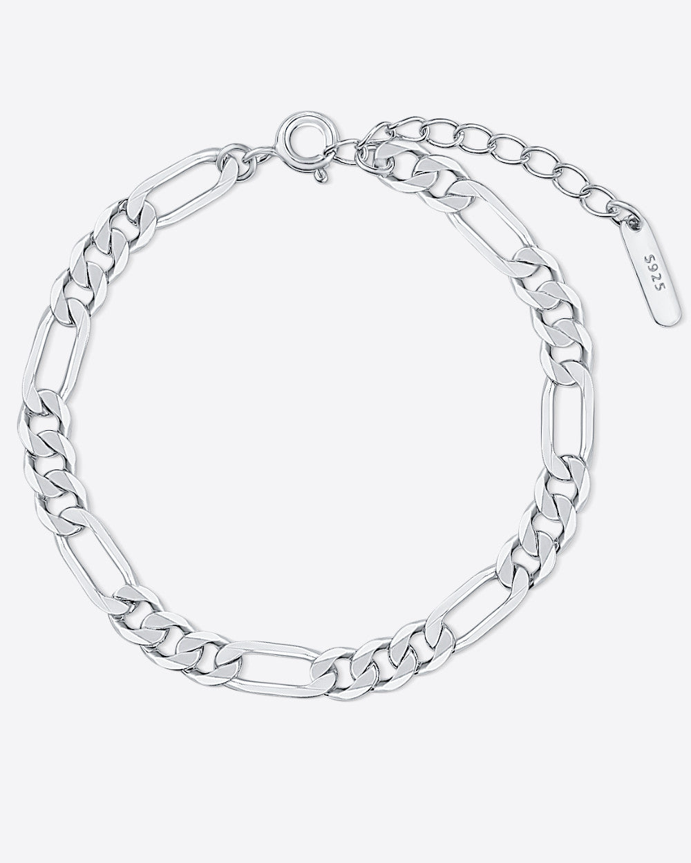 DANIEL CLIFFORD „Alessa“ Damen Armband Silber 925 rhodiniert, Figaro-Armband größenverstellbar, Gliederarmband massiv Sterlingsilber Panzerarmband