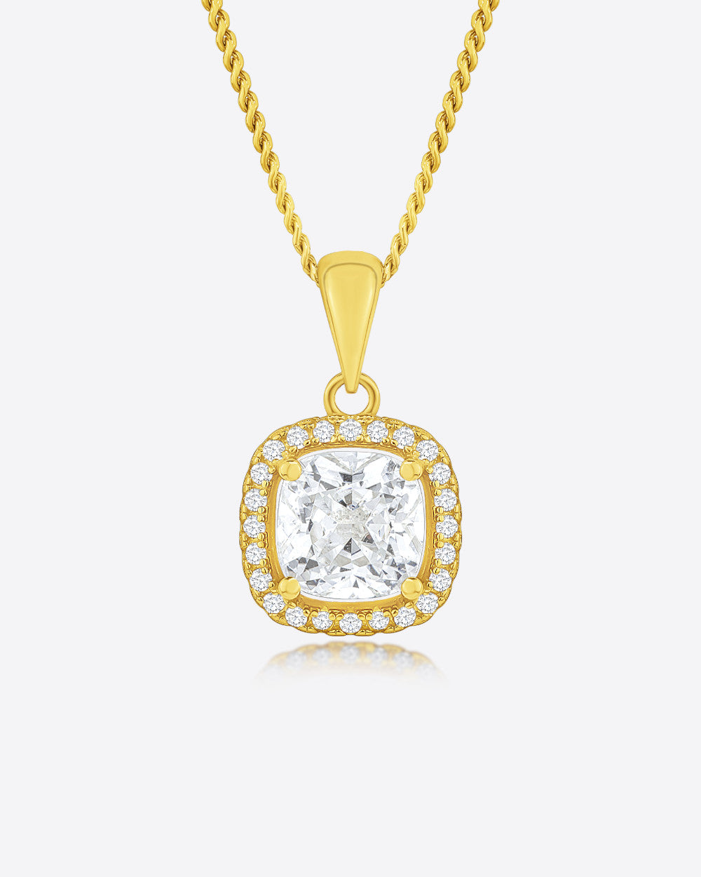 Damen Halskette Silber 925 vergoldet Anhänger Moissanit 'Loren' 45cm dünne Silberkette Kristall goldene Solitär-Kette Moissanite Stein DANIEL CLIFFORD 