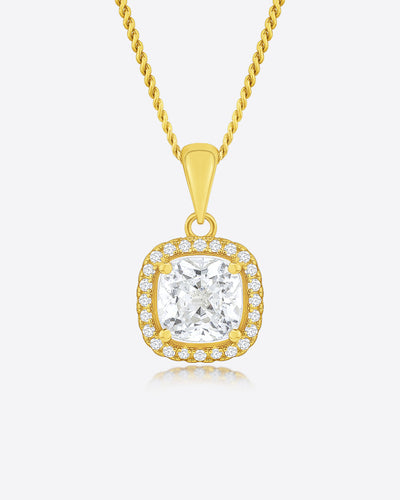 Damen Halskette Silber 925 vergoldet Anhänger Moissanit 'Loren' 45cm dünne Silberkette Kristall goldene Solitär-Kette Moissanite Stein DANIEL CLIFFORD 