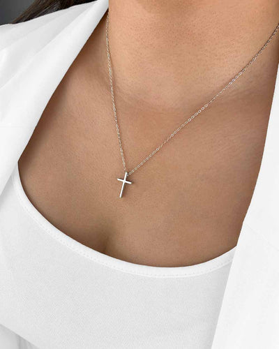 Damen Halskette Silber 925 Anhänger Kreuz 'Christine', filigrane Silberkette Kreuzanhänger schlichte Kreuzkette kleines Kreuz Kette, DANIEL CLIFFORD