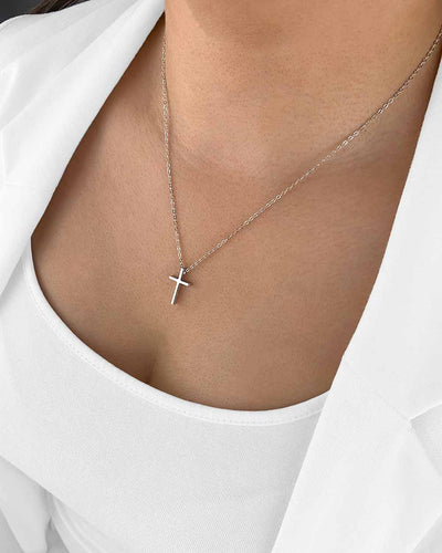 Damen Halskette Silber 925 Anhänger Kreuz 'Christine', filigrane Silberkette Kreuzanhänger schlichte Kreuzkette kleines Kreuz Kette, DANIEL CLIFFORD