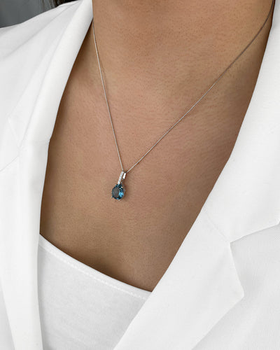 Daniel Clifford Damen Schmuck Halskette Silber 925 Solitär Anhänger Pendant türkis blau Tropfenform Geschenk Frau Freundin Mutter Schwester Echtschmuck