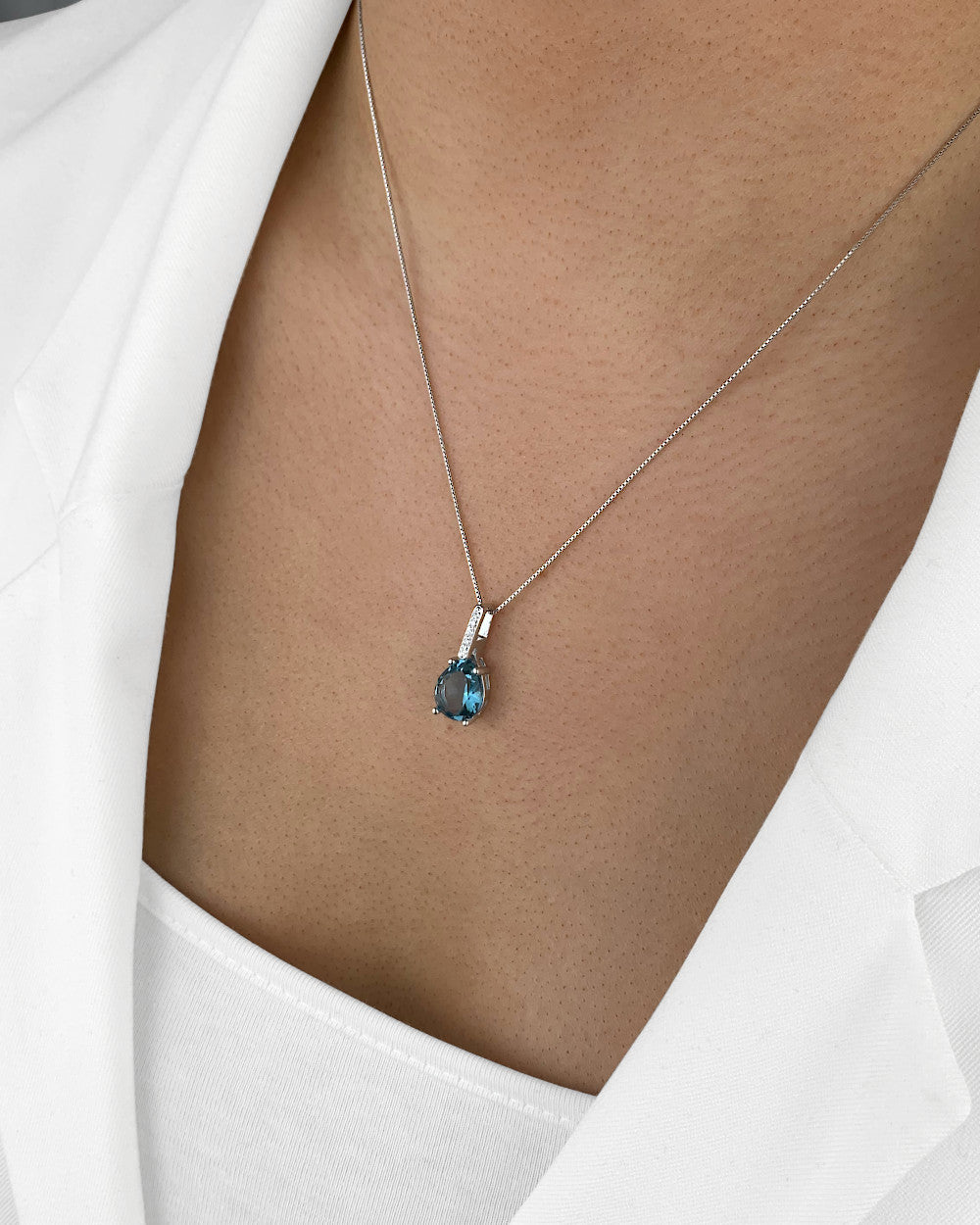 Daniel Clifford Damen Schmuck Halskette Silber 925 Solitär Anhänger Pendant türkis blau Tropfenform Geschenk Frau Freundin Mutter Schwester Echtschmuck