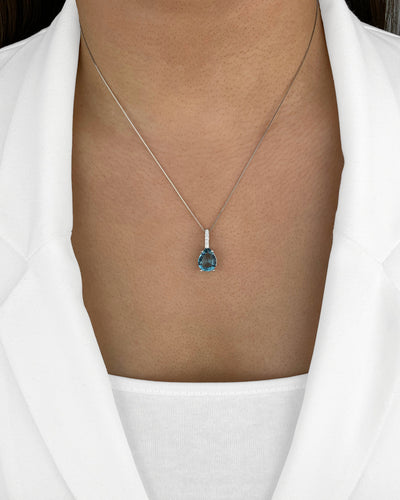 Daniel Clifford Damen Schmuck Halskette Silber 925 Solitär Anhänger Pendant türkis blau Tropfenform Geschenk Frau Freundin Mutter Schwester Echtschmuck