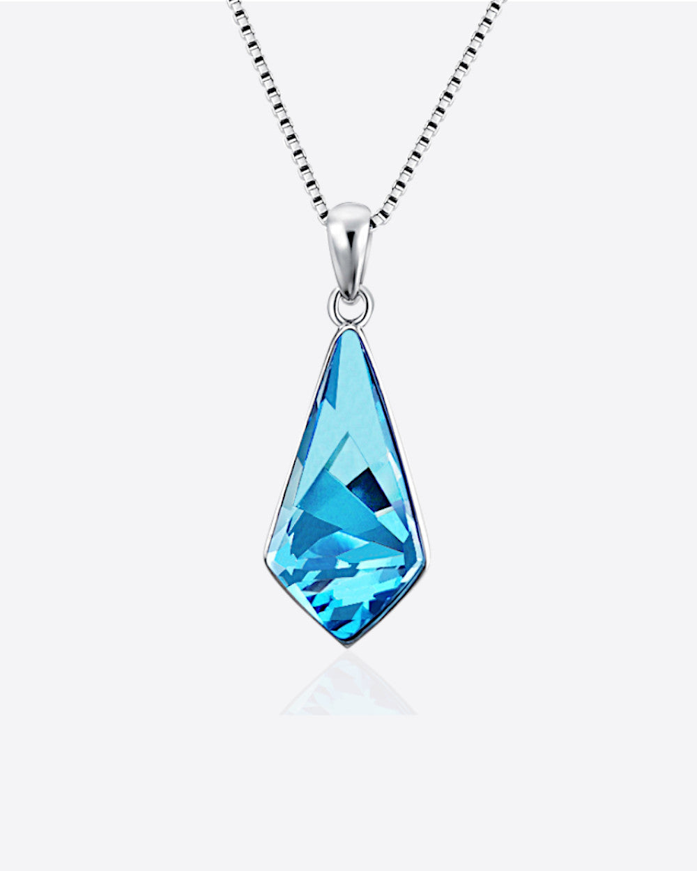 DANIEL CLIFFORD Celeste Damen-Halskette 925 Sterling-Silber I Swarovski Elements Kristall blau (Kettenlänge: 43 cm) - Echtschmuck Geschenk für Sie