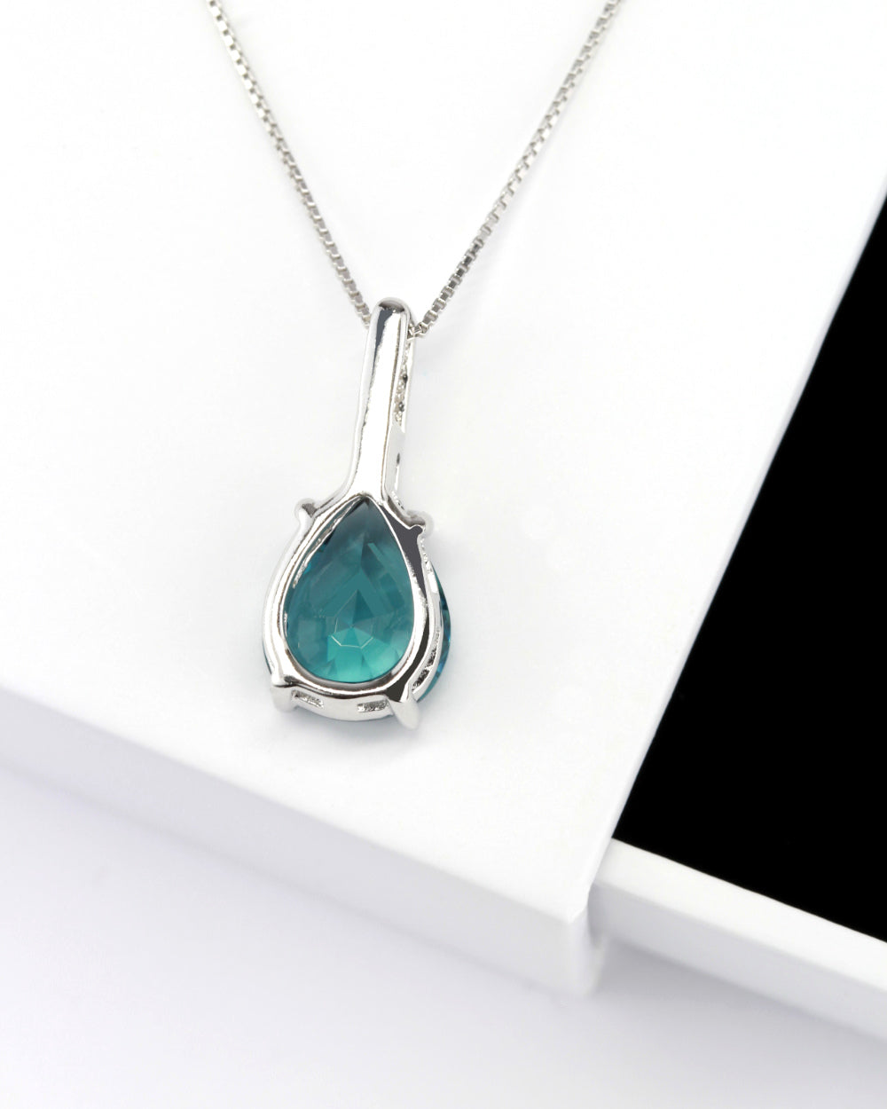 Daniel Clifford Damen Schmuck Halskette Silber 925 Solitär Anhänger Pendant türkis blau Tropfenform Geschenk Frau Freundin Mutter Schwester Echtschmuck