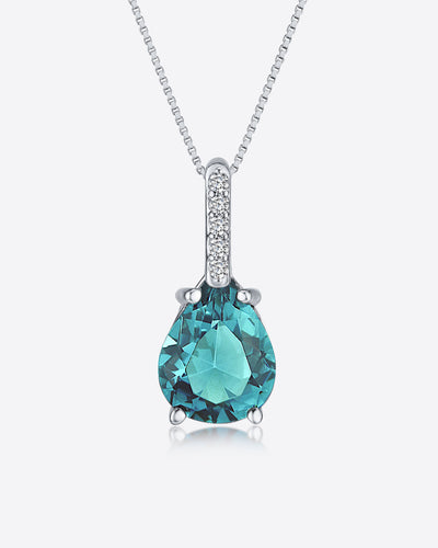 Daniel Clifford Damen Schmuck Halskette Silber 925 Solitär Anhänger Pendant türkis blau Tropfenform Geschenk Frau Freundin Mutter Schwester Echtschmuck