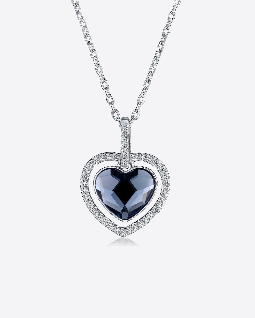 Daniel Clifford Damen Halskette Silber 925 Herzkette Frauen Bella Kristall Herzanhänger Zirkonia Blau Geschenk Freundin Mutter Schwester Herzkette Silber