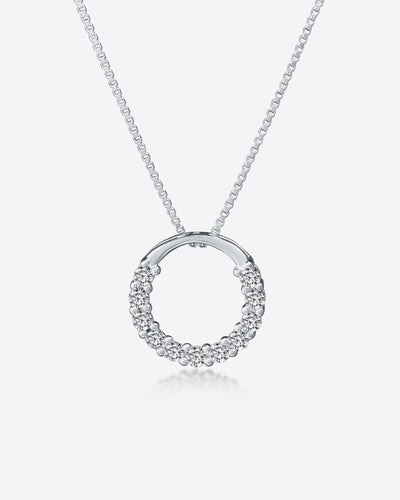 Daniel Clifford Damen Halskette Silber 925 Anhänger Kreis Kranz Rund Kristall Pendant Silberkette 45cm Dana Schmuck Geschenk Frau Freundin Mutter Schwester