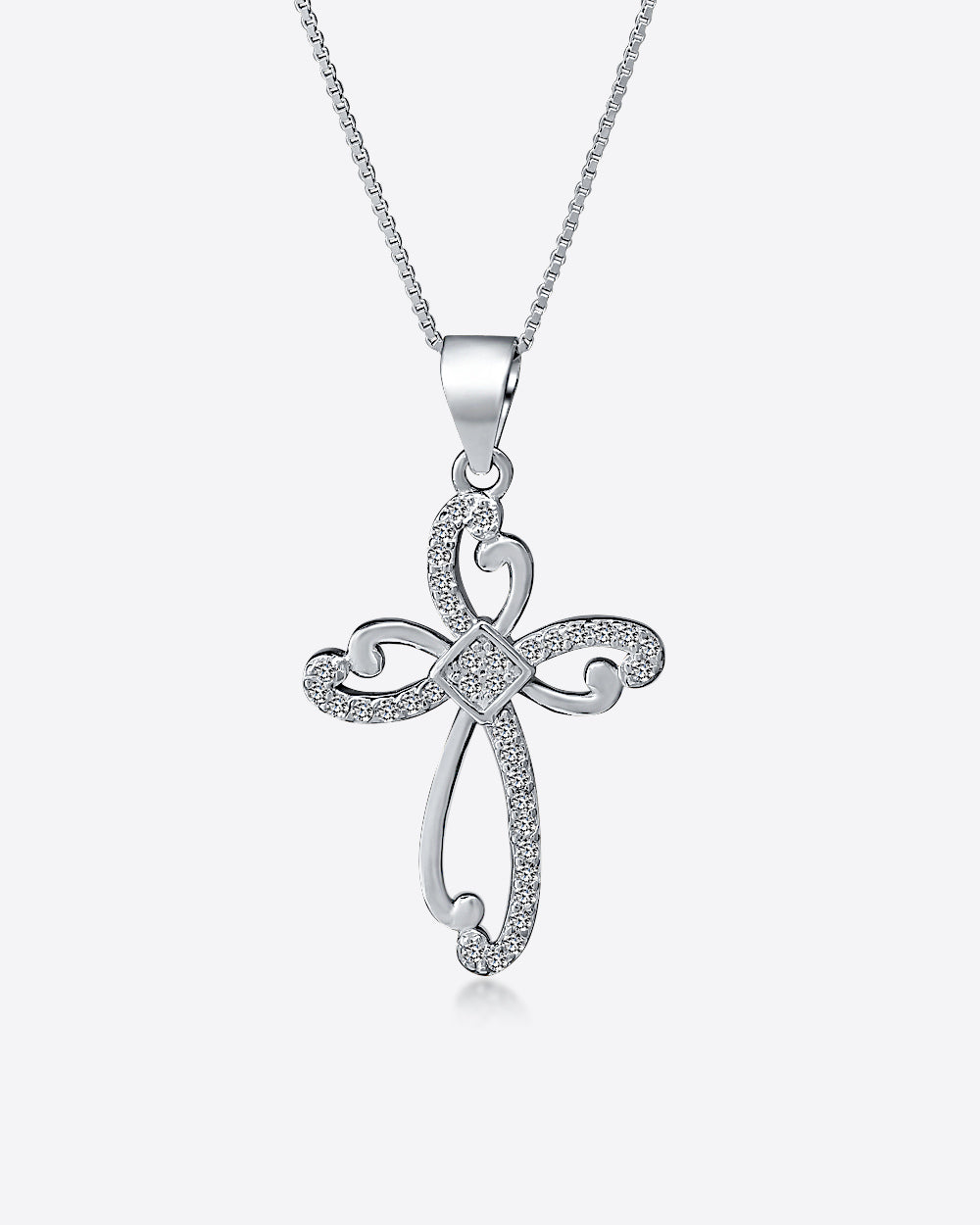 Daniel Clifford Damen Halskette Silber 925 Mary Kette Anhänger Kreuz Pendant Collier Kristall Zirkonia Schmuck Geschenk Frau Freundin Mutter Schwester