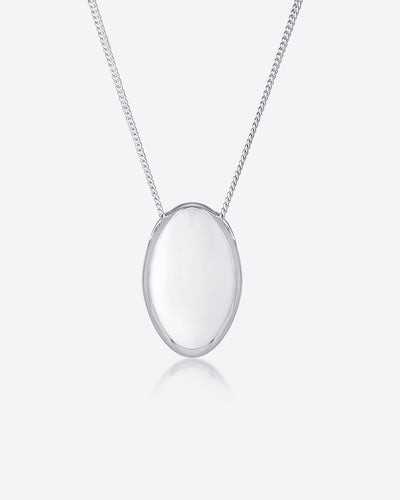 Daniel Clifford Damen Halskette Silber 925 Anhänger oval glänzend rund Silberkette Pendant 50 cm Schmuck Geschenk Frau Freundin Mutter Schwester