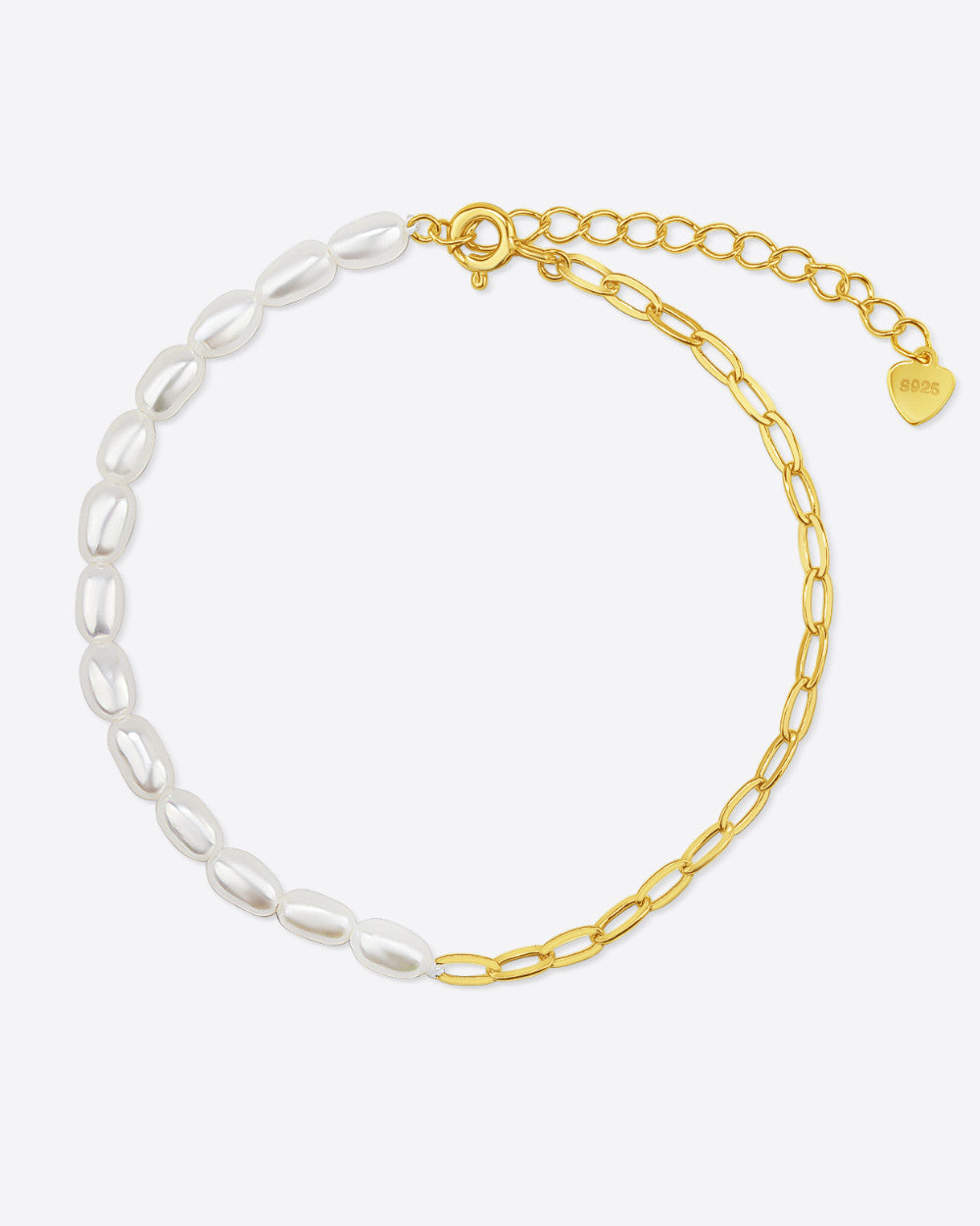 DANIEL CLIFFORD „Nicole“ Damen Armband Silber 925 vergoldet 18k Gold Süßwasserzucht Perlen, größenverstellbares Glieder-Armband Perlen Sterlingsilber 