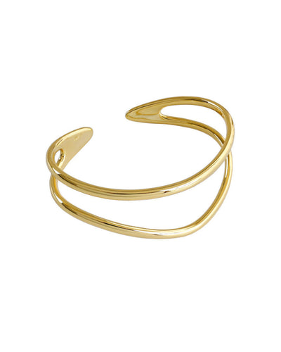 DANIEL CLIFFORD „Julie“ Damen Armband Silber 925 vergoldet 18k Gold größenverstellbar, goldener Armreif mehrreihig Sterlingsilber für Frauen