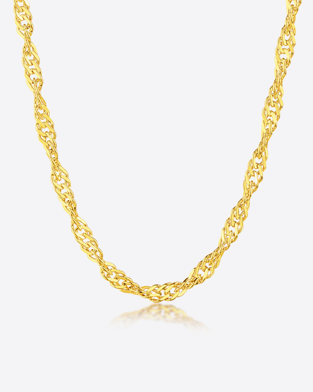 DANIEL CLIFFORD „Sina“ Damen Halskette Silber 925 vergoldet 14k Gold, 50cm goldene Singapurkette aus vergoldetem Sterlingsilber 3,5mm breit