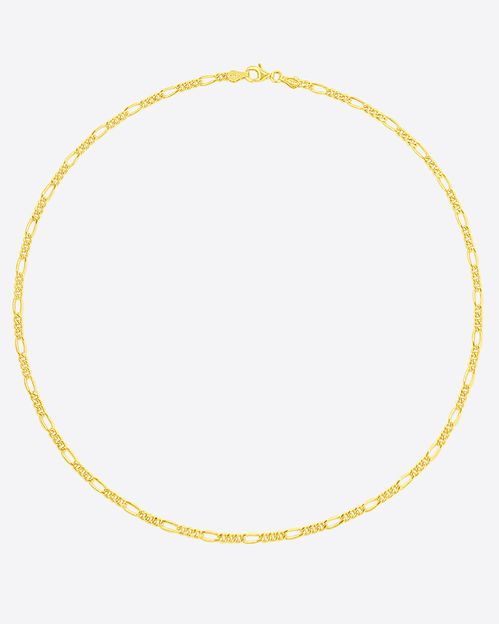 DANIEL CLIFFORD „Bea“ Damen Halskette Silber 925 vergoldet 14k Gold, goldene Figarokette 45cm aus vergoldetem Sterlingsilber 3mm breit