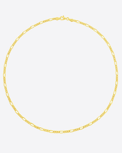 DANIEL CLIFFORD „Bea“ Damen Halskette Silber 925 vergoldet 14k Gold, goldene Figarokette 45cm aus vergoldetem Sterlingsilber 3mm breit